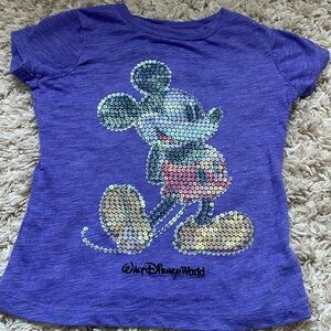 Size 6 girls Mickey Mouse sequence shirt.